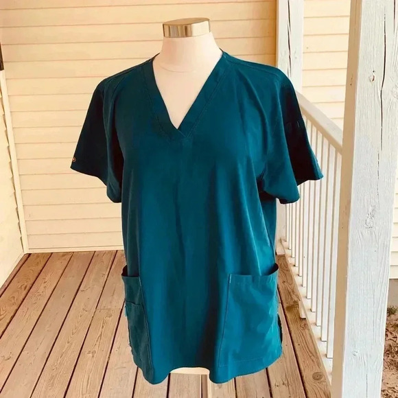 Carhartt, Healing Hands, Dickies Scrub Top Lot of 3 Size XL Teal Scrubs Bundle - Picture 2 of 11